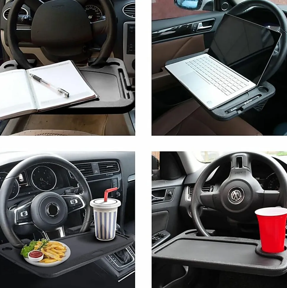 DAC Steering Wheel Desk 1"H x 16.50"W x 11"D x 16.50"L Compact, Sturdy, Portable Black 1 Each