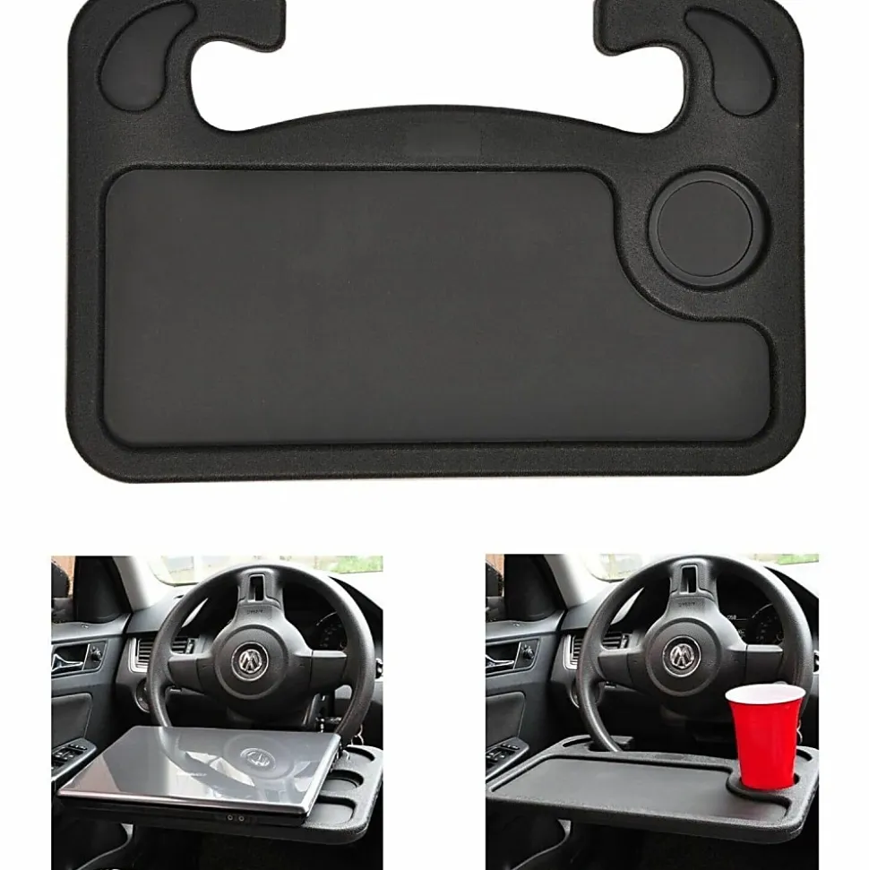 DAC Steering Wheel Desk 1"H x 16.50"W x 11"D x 16.50"L Compact, Sturdy, Portable Black 1 Each