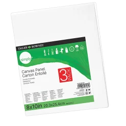Daler-Rowney Simply White Cotton Canvas Panels, 10”H x 8”W x 3/8”D, White, 3 Panels Per Pack, Bundle Of 6 Packs
