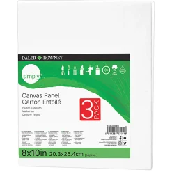 Daler-Rowney Simply White Cotton Canvas Panels, 10”H x 8”W x 3/8”D, White, 3 Panels Per Pack, Bundle Of 6 Packs