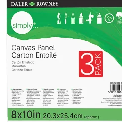 Daler-Rowney Simply White Cotton Canvas Panels, 10”H x 8”W x 3/8”D, White, 3 Panels Per Pack, Bundle Of 6 Packs