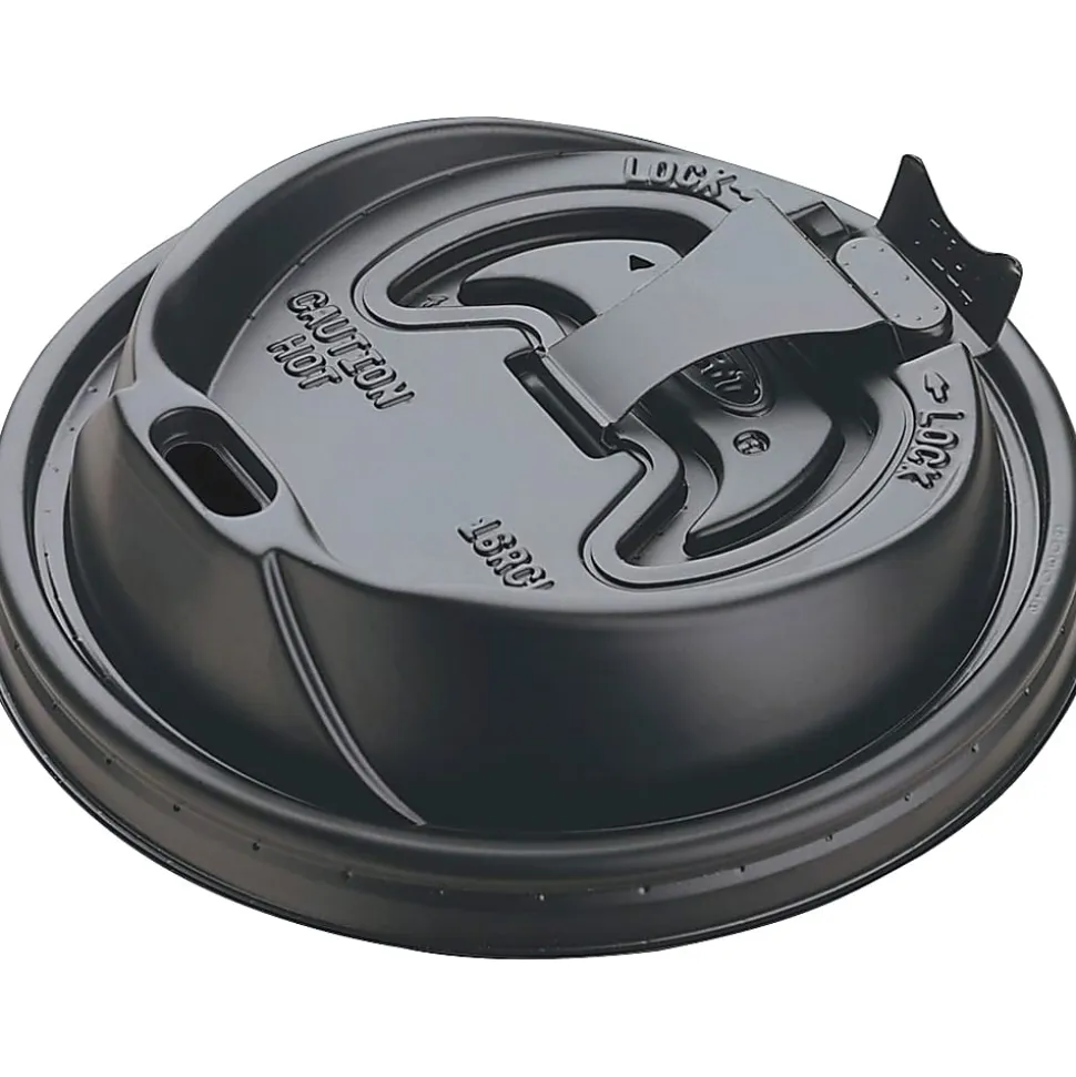 Dart Black Plastic Reclosable Lids, For 12-16 Oz. Cups, Black, Box Of 1,000