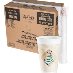 Dart Cafe G Design Foam Cups, 16 Oz, Brown/Green/White, Box Of 1,000