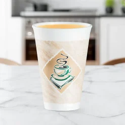 Dart Cafe G Design Foam Cups, 16 Oz, Brown/Green/White, Box Of 1,000