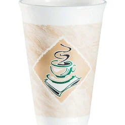 Dart Cafe G Design Foam Cups, 16 Oz, Brown/Green/White, Box Of 1,000