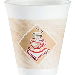 Dart Café G Design Foam Cups, 12 Oz, Brown/Red/White, Box Of 1,000 Cups