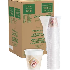 Dart Café G Design Foam Cups, 12 Oz, Brown/Red/White, Box Of 1,000 Cups