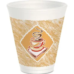 Dart Café G Design Foam Cups, 12 Oz, Brown/Red/White, Box Of 1,000 Cups