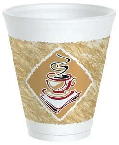 Dart Café G Design Foam Cups, 12 Oz, Brown/Red/White, Box Of 1,000 Cups