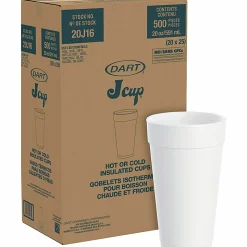 Dart® Insulated Foam Drinking Cups, White, 20 Oz, White, Pack Of 500 Cups