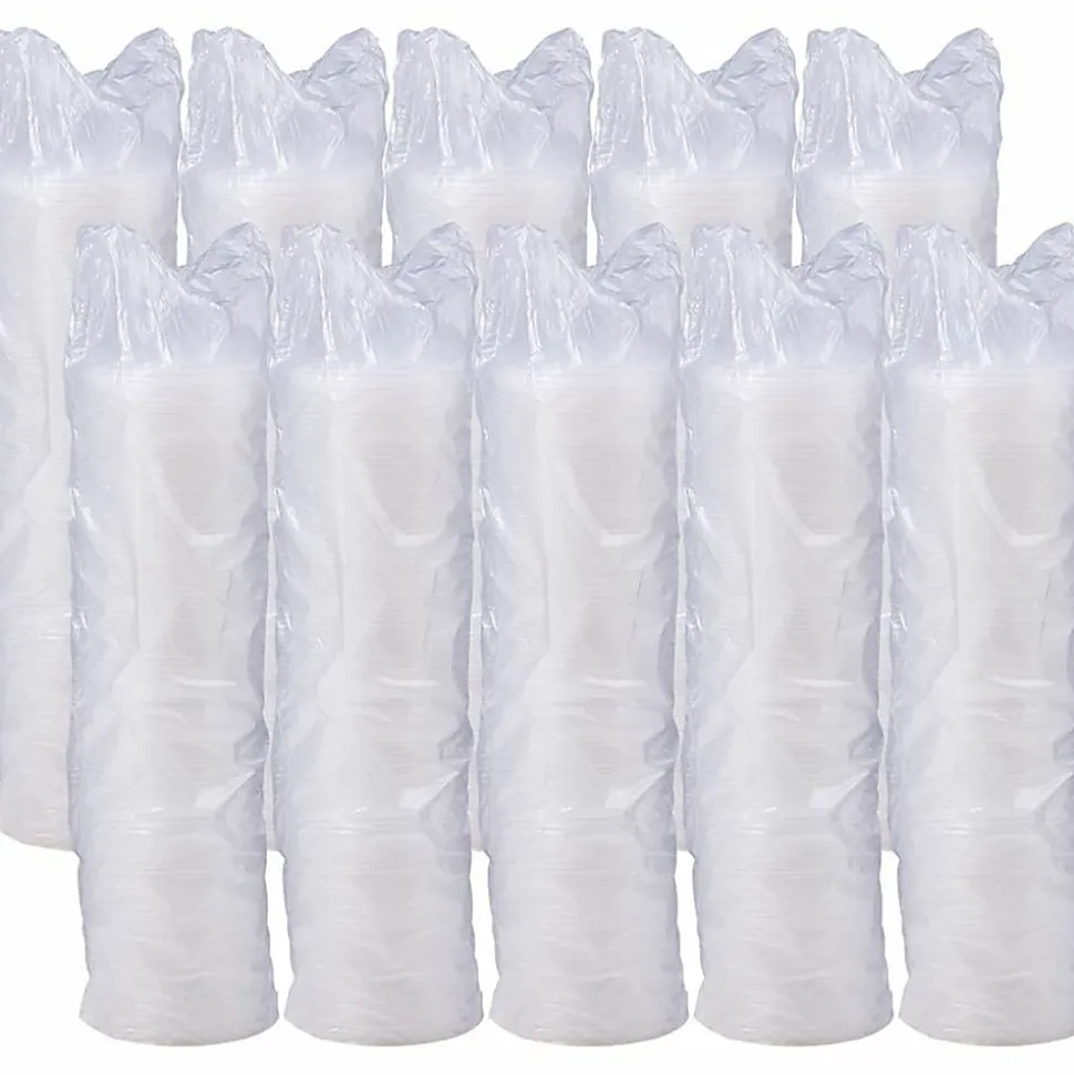 Dart Lift-n-Lock Lid With Straw Slot For 12 Oz Foam Cups , Translucent, Box Of 1,000