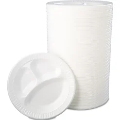 Dart® Quiet Class Laminated Foam Dinnerware, 3-Compartment Plate, 10.25