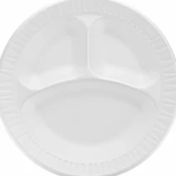 Dart Unlaminated Foam Compartment Plates, 10", White, Pack Of 500