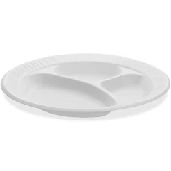 Dart Unlaminated Foam Compartment Plates, 10
