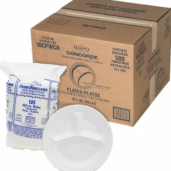Dart Unlaminated Foam Compartment Plates, 10