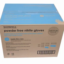 Daxwell Nitrile Gloves, Medium, 100 Pairs Per Box, Case Of 10 Boxes
