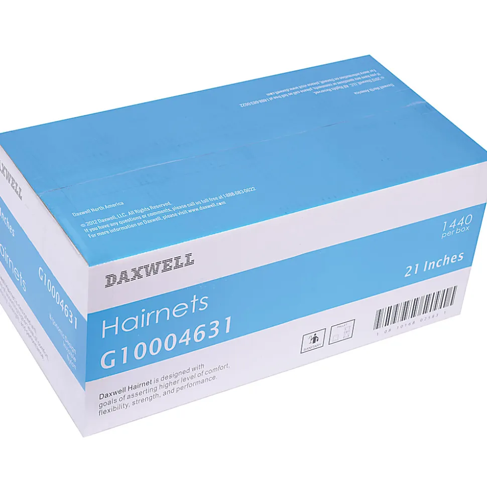 Daxwell Nylon Hairnets, 21", Black, 144 Hairnets Per Box, Case Of 10 Boxes
