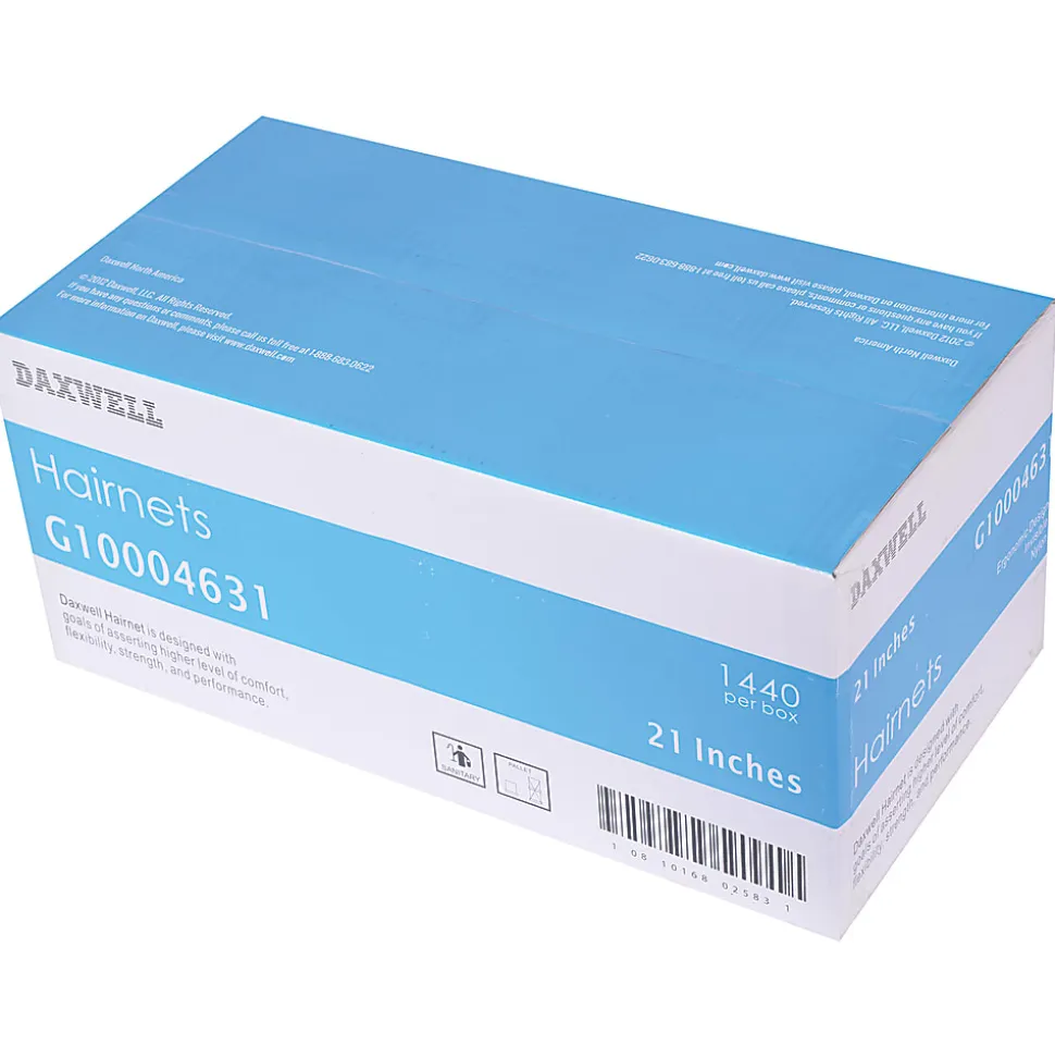 Daxwell Nylon Hairnets, 21", Black, 144 Hairnets Per Box, Case Of 10 Boxes