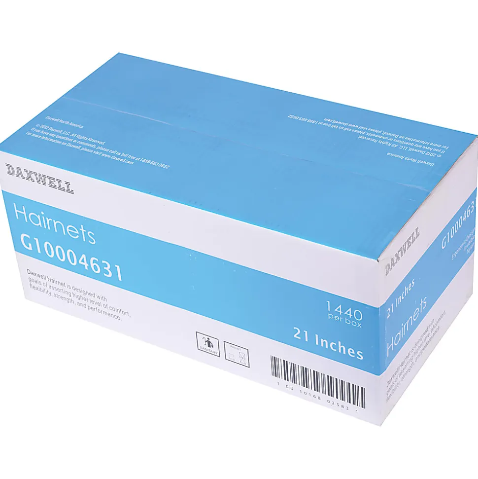 Daxwell Nylon Hairnets, 21", Black, 144 Hairnets Per Box, Case Of 10 Boxes