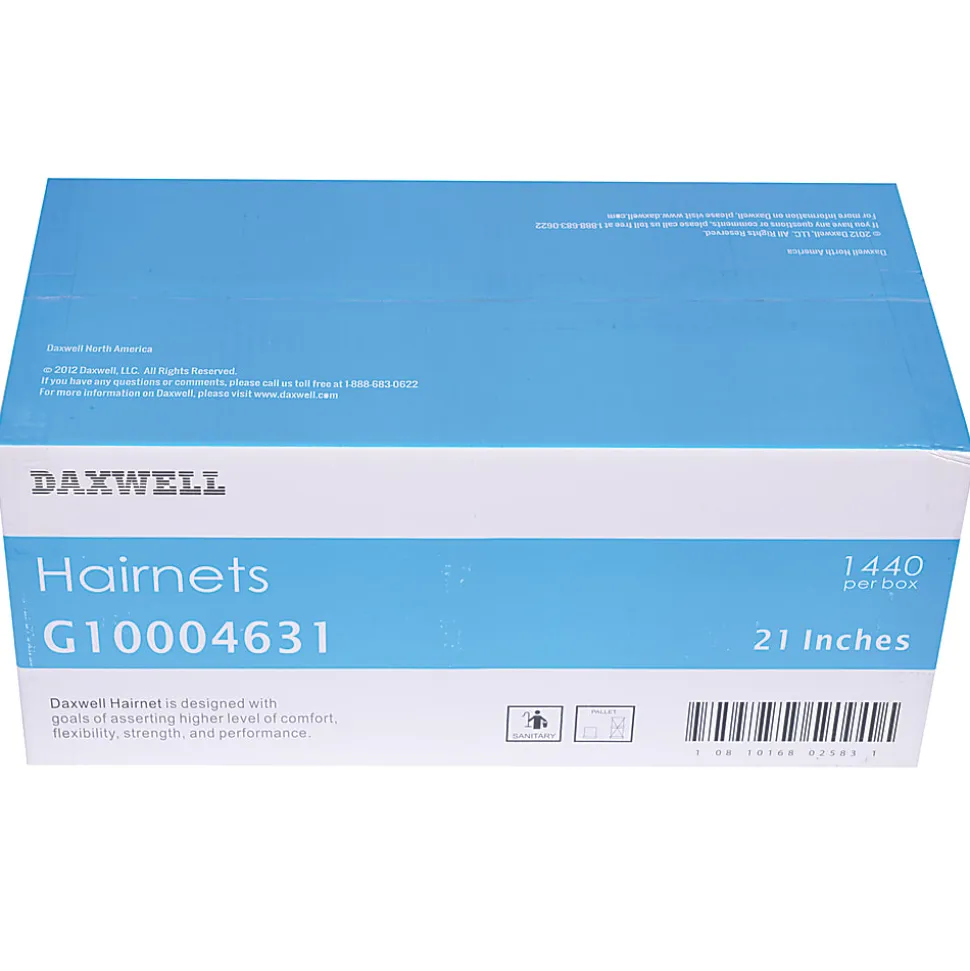 Daxwell Nylon Hairnets, 21", Black, 144 Hairnets Per Box, Case Of 10 Boxes