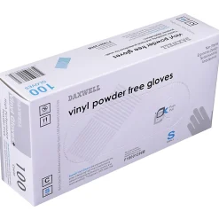 Daxwell Vinyl Gloves, Small, Clear, 100 Gloves Per Pack, Box Of 10 Packs