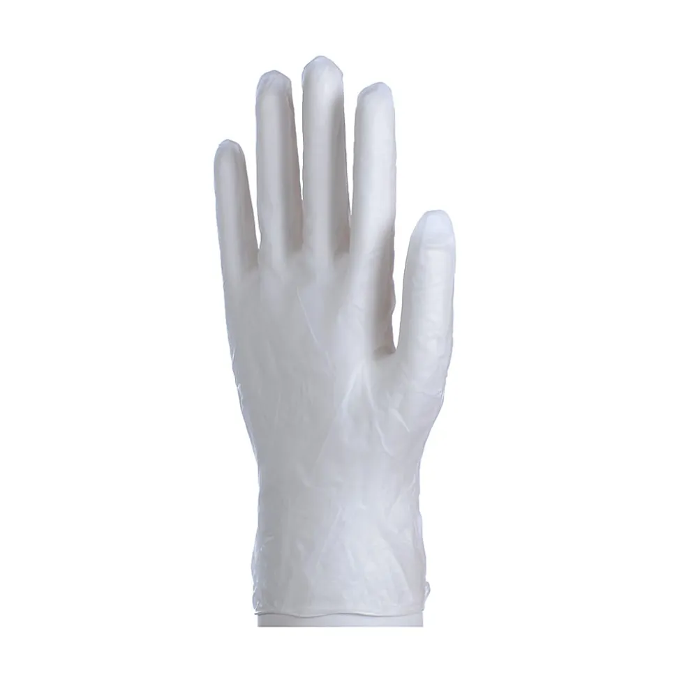 Daxwell Vinyl Powder Gloves, Large, Clear, 10 Gloves Per Pack, Box Of 10 Packs