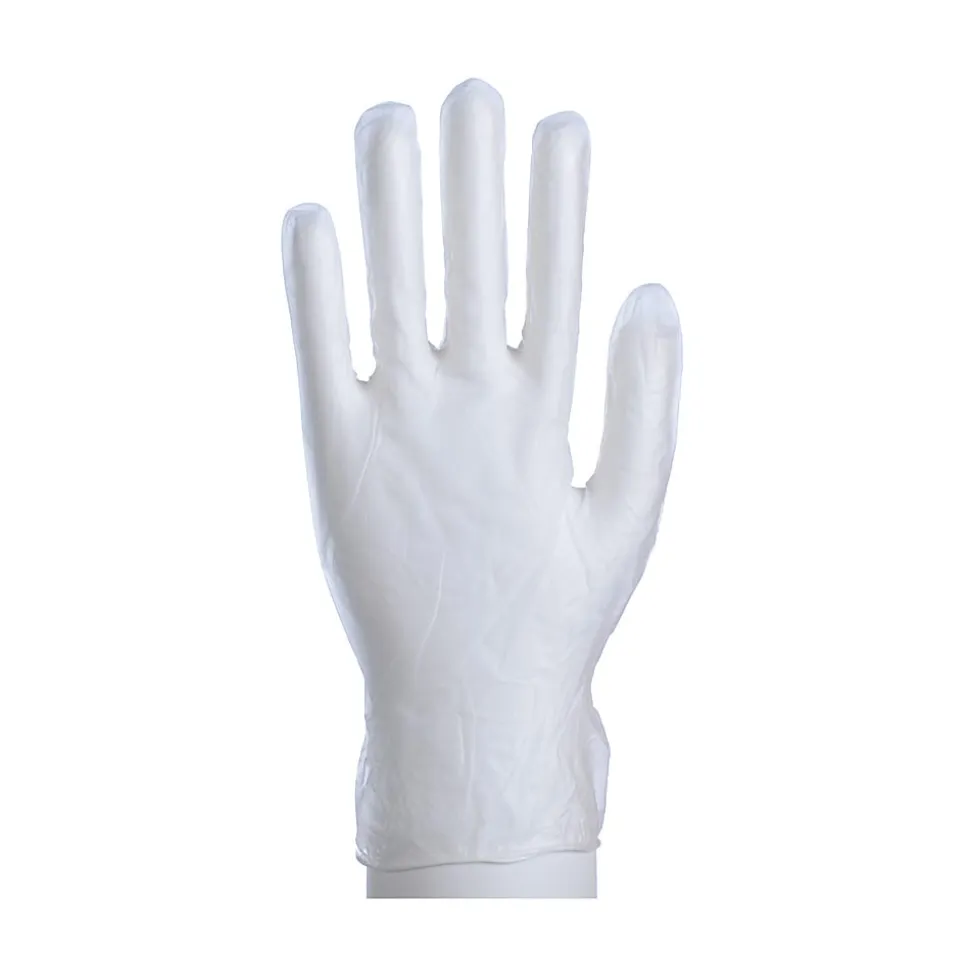 Daxwell Vinyl Powder Gloves, Medium, Clear, 10 Gloves Per Pack, Box Of 10 Packs