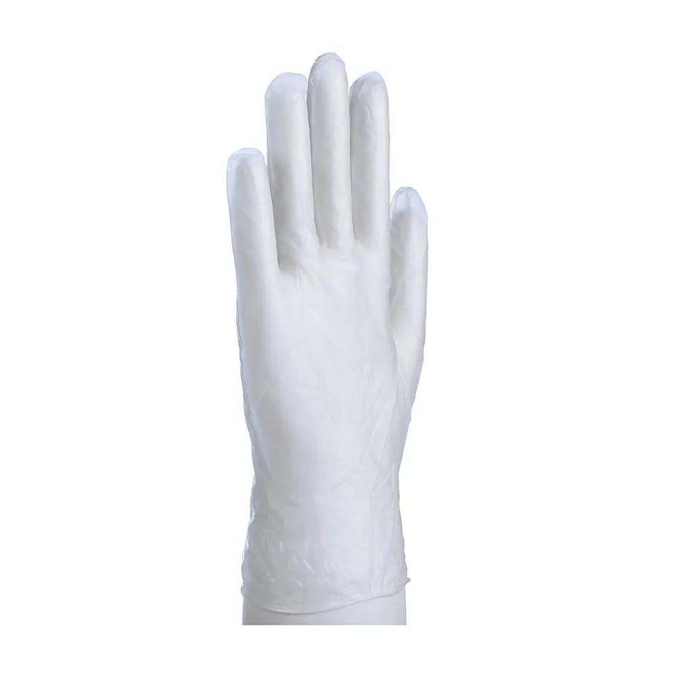 Daxwell Vinyl Powder Gloves, Medium, Clear, 10 Gloves Per Pack, Box Of 10 Packs