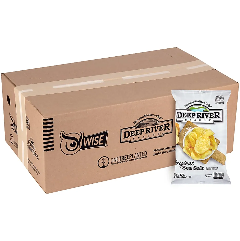 Deep River Snacks Potato Chips, Original Sea Salt Kettle, 2.0 Oz, Case Of 24 Bags