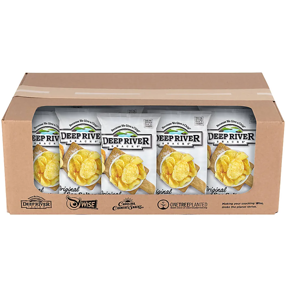 Deep River Snacks Potato Chips, Original Sea Salt Kettle, 2.0 Oz, Case Of 24 Bags
