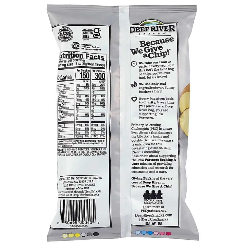 Deep River Snacks Potato Chips, Original Sea Salt Kettle, 2.0 Oz, Case Of 24 Bags