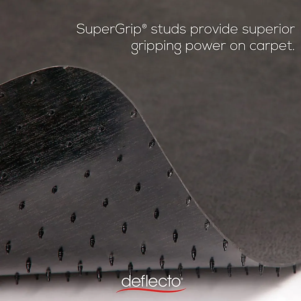 Deflecto Chair Mat For Low-Pile Carpets, For Commercial-Grade Carpeting, 46"W x 60"D, Black