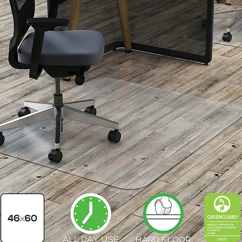 Deflecto Clear Polycarbonate Chair Mat For Hard Floors, 46"W x 60"D