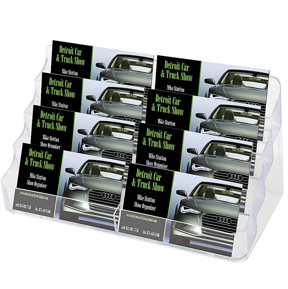Deflecto 8-Compartment Business Card Holder, 3 7/8"H x 7 7/8"W x 3 5/8"D, Clear, DEF70801