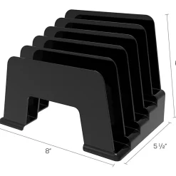 DeflectoĀ® 5-Compartment Desktop Incline Sorter, 30% Recycled, Black