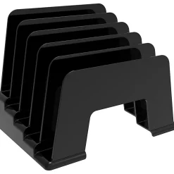 Deflecto® 5-Compartment Desktop Incline Sorter, 30% Recycled, Black