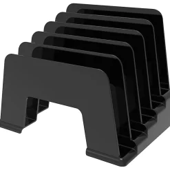 Deflecto® 5-Compartment Desktop Incline Sorter, 30% Recycled, Black