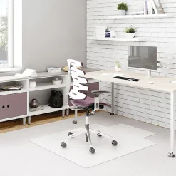 Deflecto® DuraMat Chair Mat For Low-Pile Carpet, Wide Lip, 45"W x 53"D, Clear