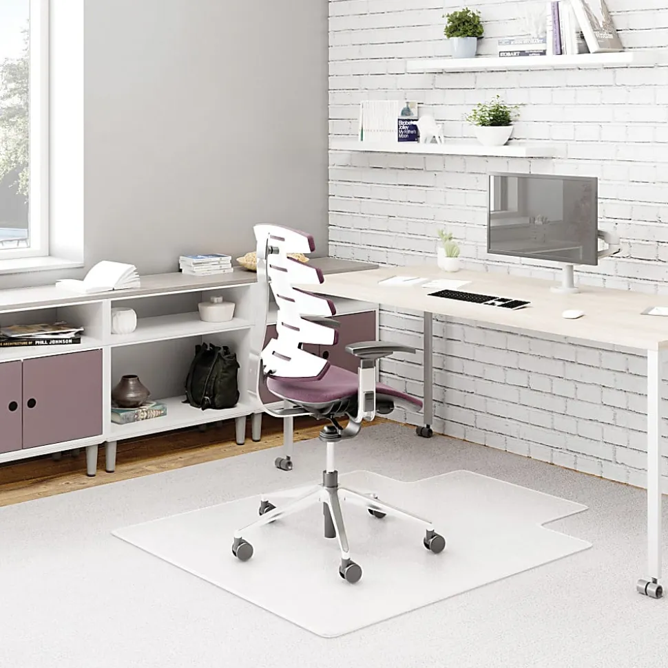 Deflecto® DuraMat Chair Mat For Low-Pile Carpet, Wide Lip, 45"W x 53"D, Clear