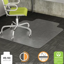 Deflecto® DuraMat Chair Mat For Low-Pile Carpet, Wide Lip, 45"W x 53"D, Clear