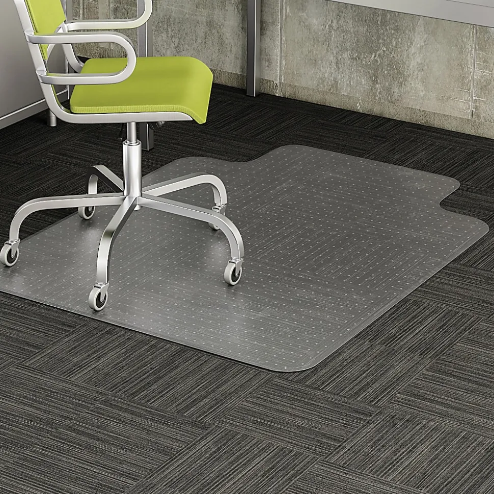 Deflecto® DuraMat Chair Mat For Low-Pile Carpet, Wide Lip, 45"W x 53"D, Clear