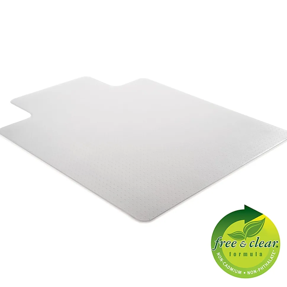 Deflecto Earth Source® Chair Mat For Commercial Pile Carpets, Beveled Edge, Wide Lip, 45" x 53", Clear