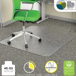 Deflecto Earth Source® Chair Mat For Commercial Pile Carpets, Beveled Edge, Wide Lip, 45