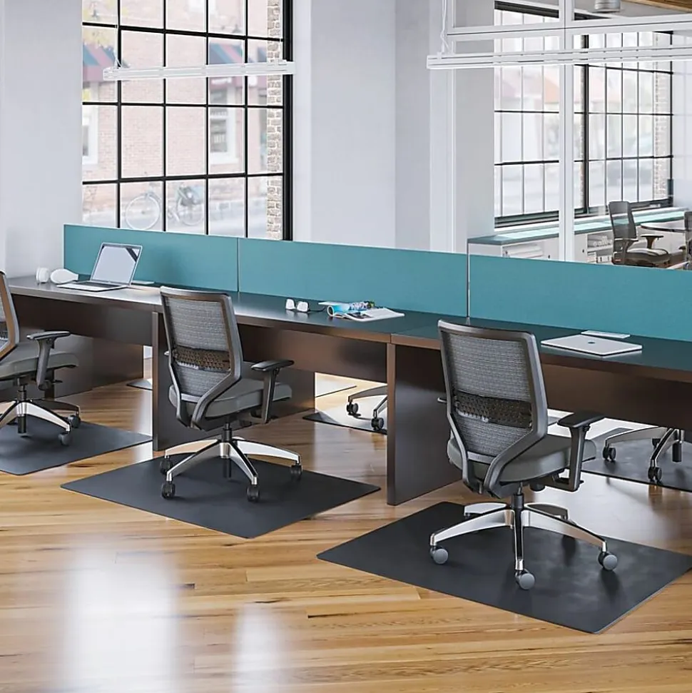 Deflecto EconoMat Vinyl Chair Mat For Hard Floors, Rectangular, 45"W x 53"D, Black