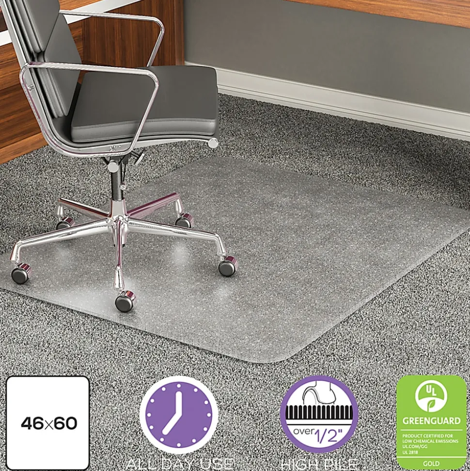 Deflecto Execumat Heavy-Duty Vinyl Chair Mat For High-Pile Carpets, 46" x 60", Translucent