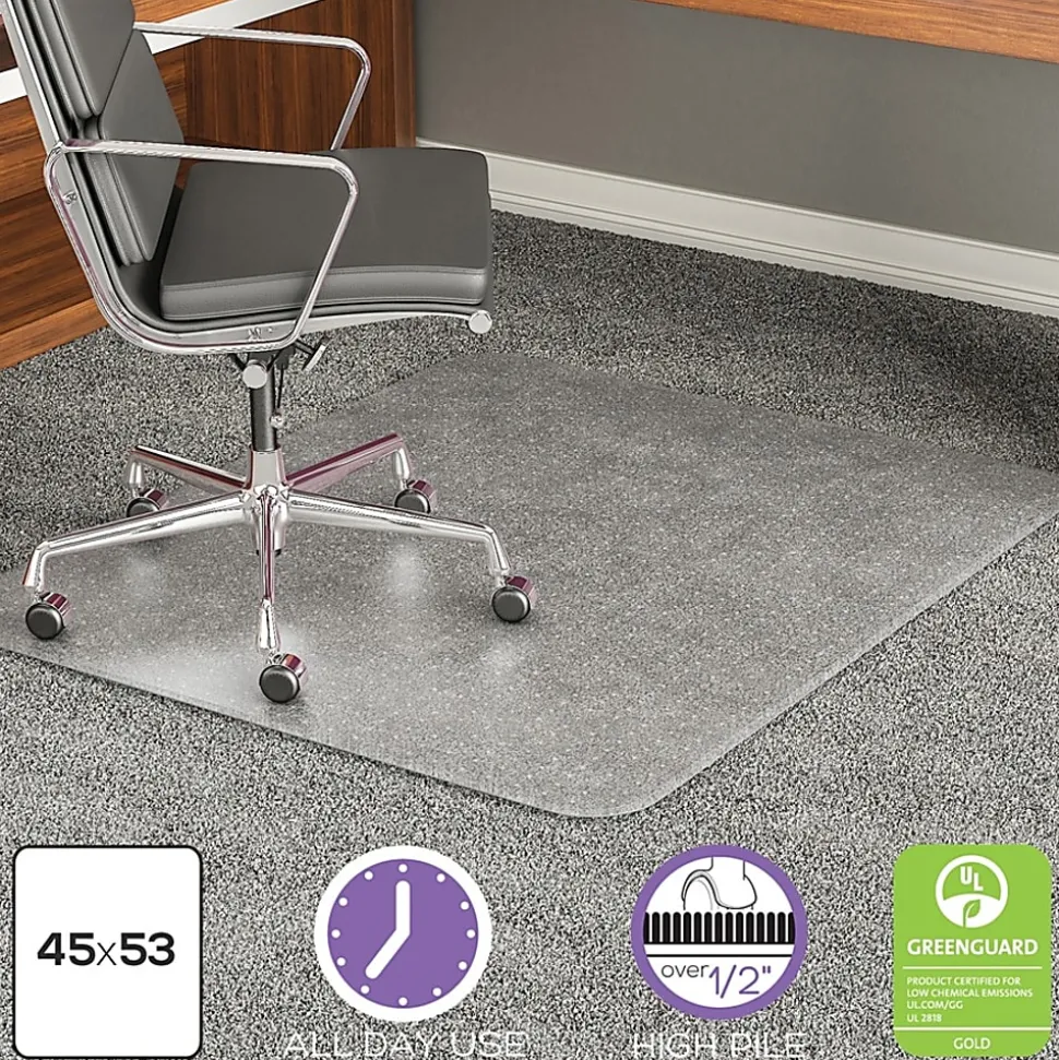 Deflecto Execumat Heavy-Duty Vinyl Chairmat For High-Pile Carpets, Rectangular, 45"W x 53"D, Clear