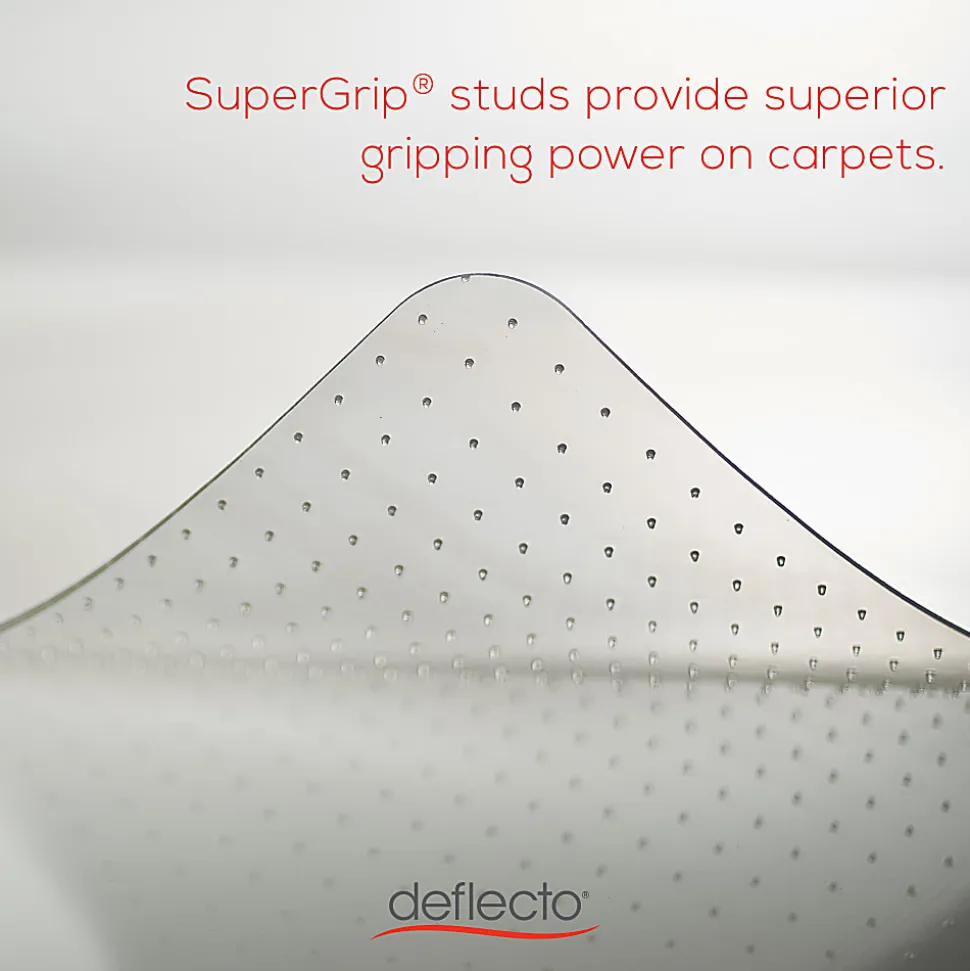 Deflecto® Glass Clear Chair Mat, For Medium Pile Carpets, With Lip, 36" x 48", Clear