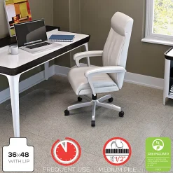 Deflecto® Glass Clear Chair Mat, For Medium Pile Carpets, With Lip, 36