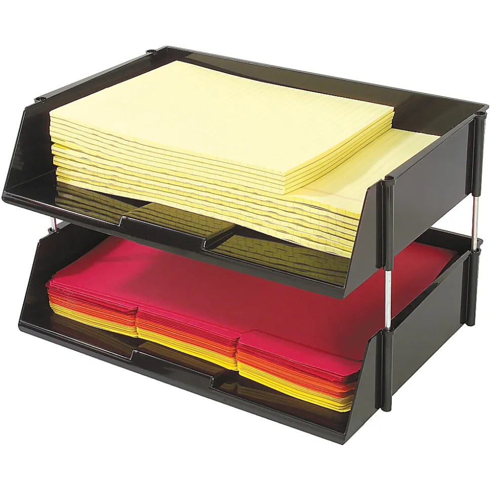 Deflecto Heavy-Duty Side-Loading Letter Tray, 3 1/4"H x 16 1/4"W x 11 3/16"D, Black