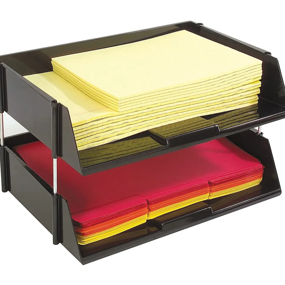 Deflecto Heavy-Duty Side-Loading Letter Tray, 3 1/4"H x 16 1/4"W x 11 3/16"D, Black